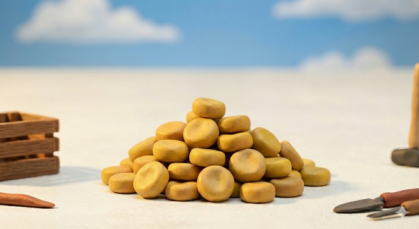 Claymation Vitamin B6 illustration or powder