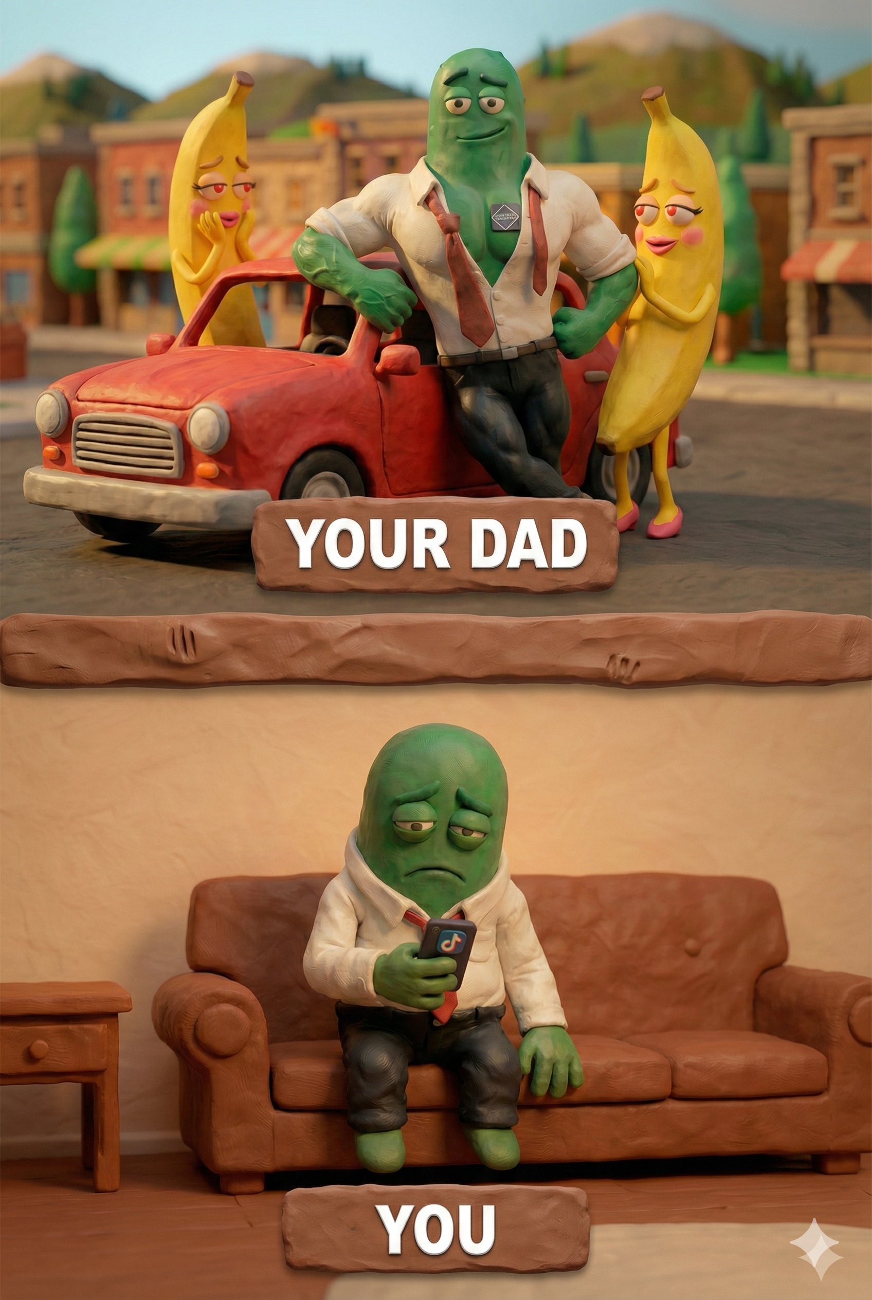 Your dad vs you comparison claymation